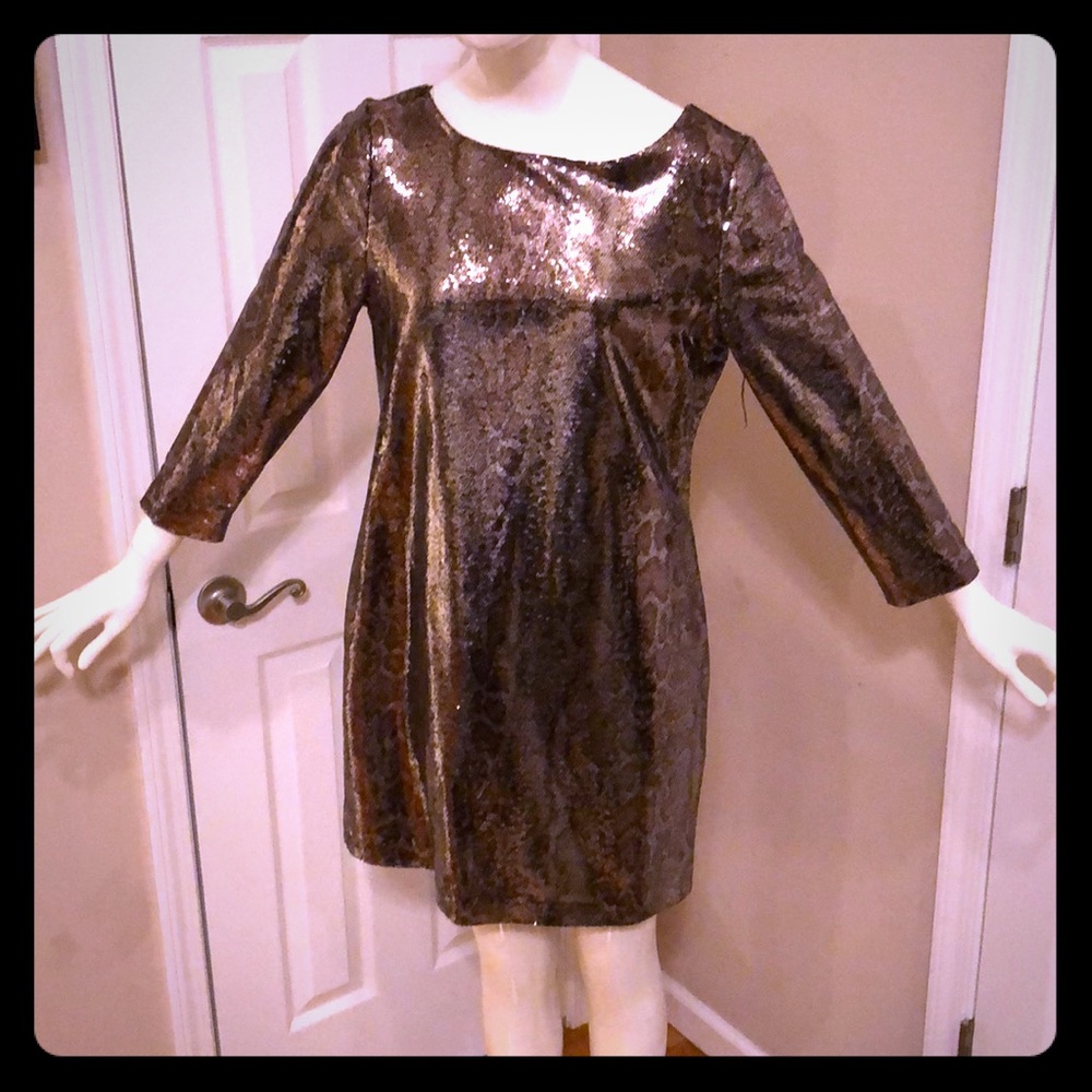 Tahari gold animal print dress